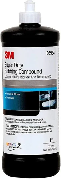 3M Super Duty Rubbbing Compound 05954, жидкая формула, высокая скорость резания, 1 кварта (32 жидких унции/946 мл)