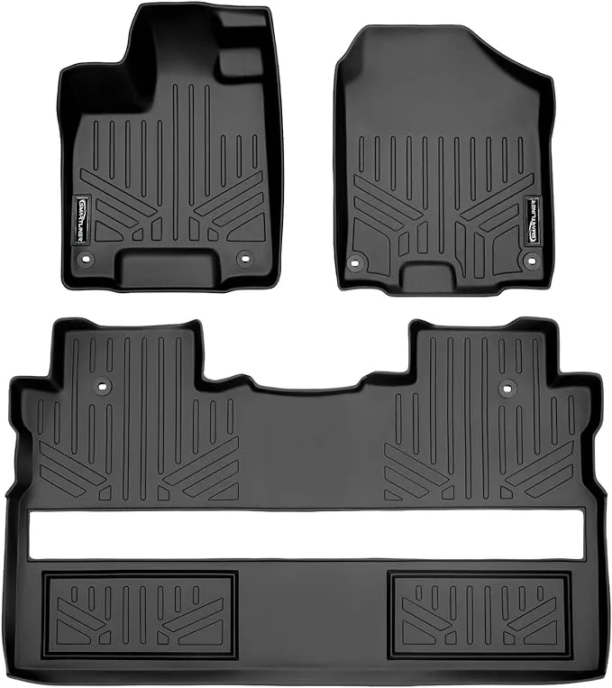 SMARTLINER Custom Fit Floor Mats 2 Row Liner Set Black Compatible with 2017-2024 Honda Ridgeline Crew Cab - All Models