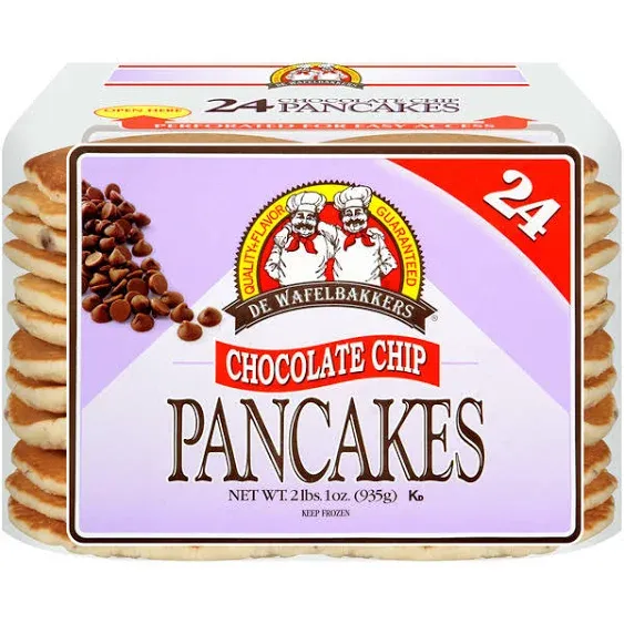 De Wafelbakkers Pancakes, Chocolate Chip - 24 pancakes, 33 oz