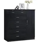 Home Square Hodedah 2 Piece 7 Drawer Wood Chest Set with Locks