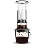 Aeropress Clear Coffee Press – 3 in 1 brew method combines French Press, Pourover, Espresso - Full bodied coffee without grit or bitterness - Small portable coffee maker for camping & travel