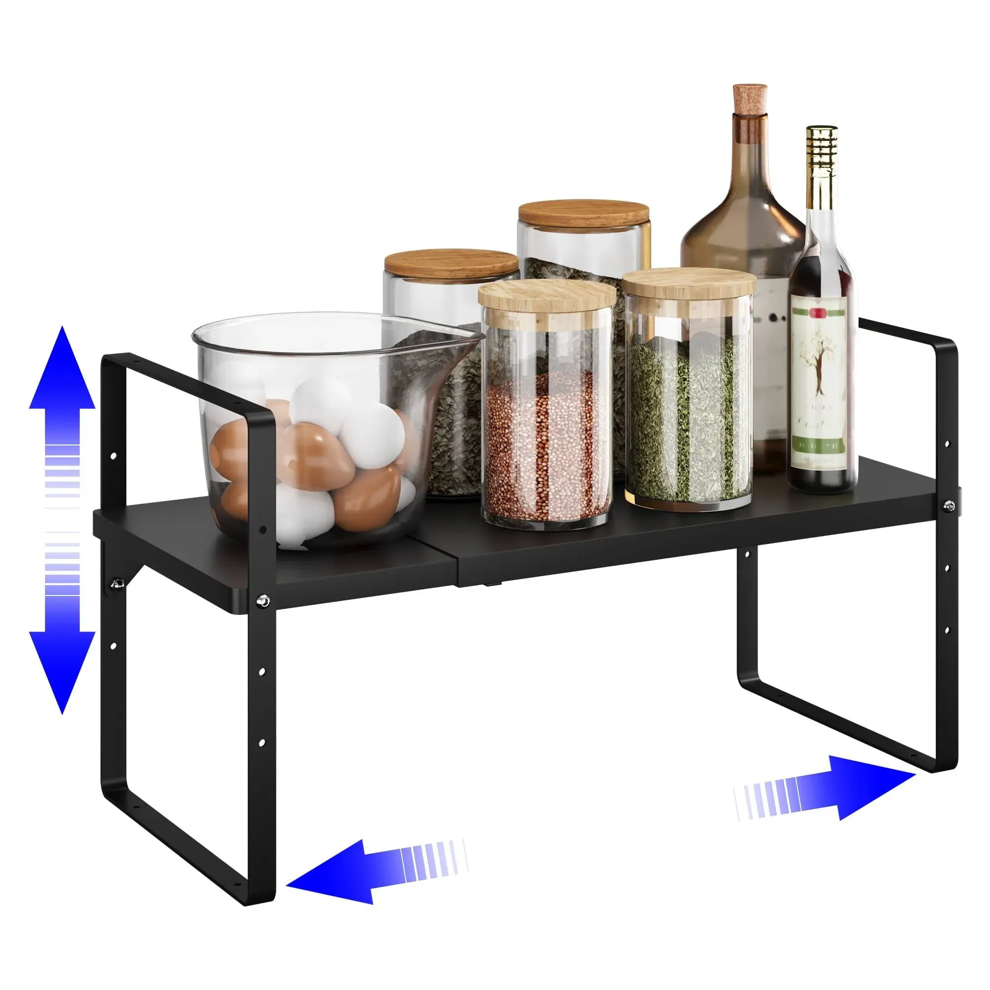 KIKIBRO Expandable Stack-up Rack Counter Organizer Spice Cabinet Pantry Shelf...