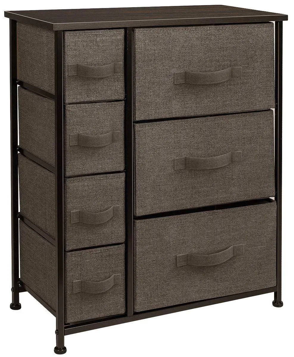 Sorbus Dresser with 7 Drawers - Chest Organizer Tower Unit with Steel Frame, Wood Top, Easy Pull Fabric Bins - Storage Furniture for Bedroom, Hallway, Closet & Office Organization