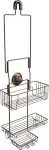 Gecko-Loc Extra Long Adjustable Length Deep shelf over the showerhead hanging shower caddy organizer - bathroom caddies storage rack stainless steel hooks soap dish - Bronze