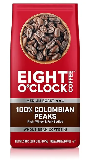 Eight O'Clock 100% Colombian Peaks Medium Roast Ground Coffee, 30 Oz, Bag