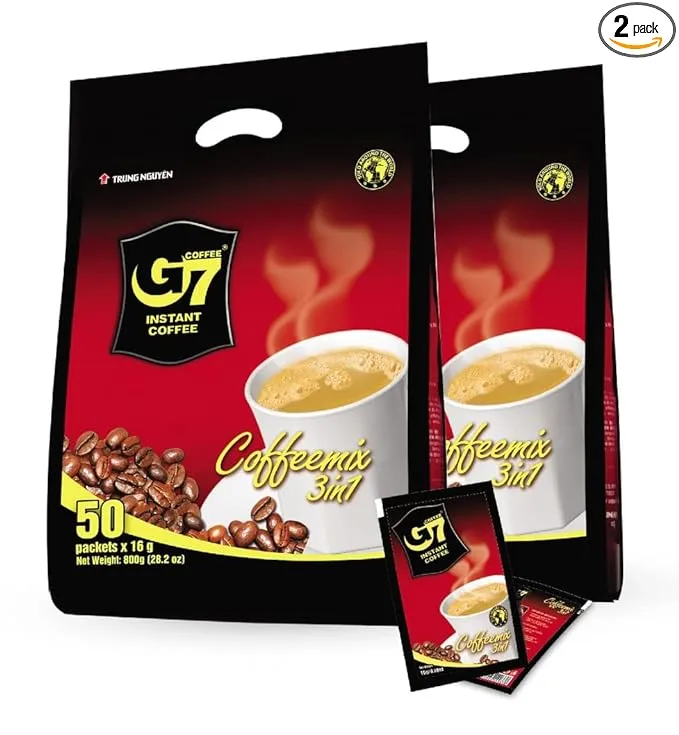 Trung Nguyen — G7 3 in 1 Instant Coffee — Coffee With Non-dairy Creamer and Sugar — Strong and Bold — Instant Vietnamese Coffee (50 Single Serve Packets)