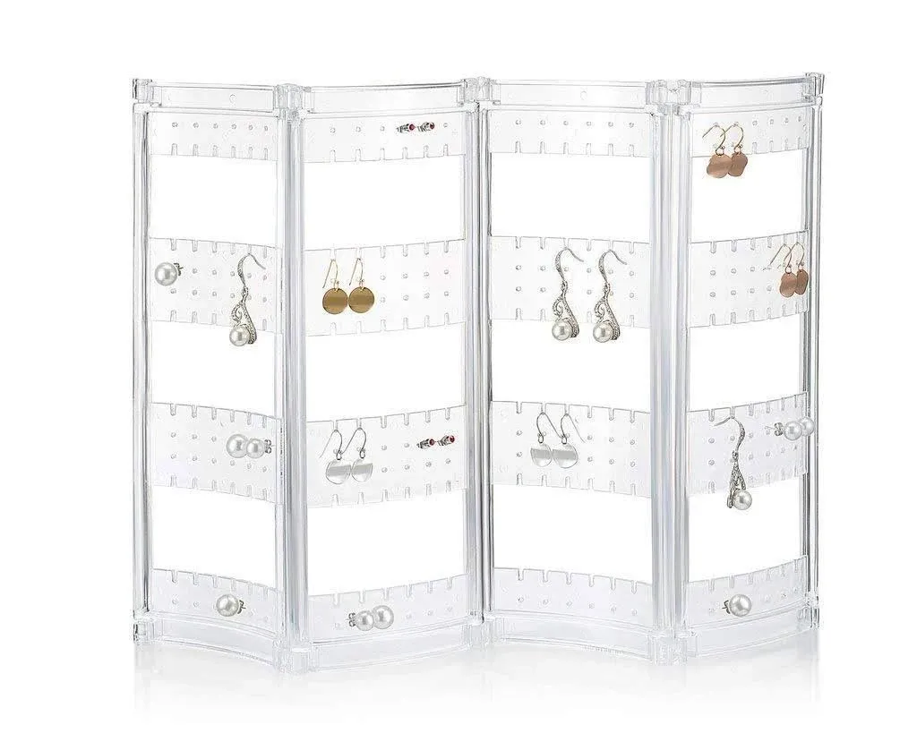 Earring Holder and Jewelry Organizer - Holds up 140 Pairs Foldable Freestanding