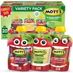 Mott's No Sugar Added Applesauce Variety Pack with Clear Pouches, 32 pk./3.2 oz.