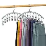 Volnamal Legging Organizer for Closet, Metal Yoga Pants Hanger w/Rubber Coated 2 Pack w/10 Clips Hold 20 Leggings, Hangers Space Saving Hanging Closet