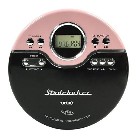 Studebaker Personal CD Player with FM Radio, 60 Second ASP and Earbuds (SB3703)