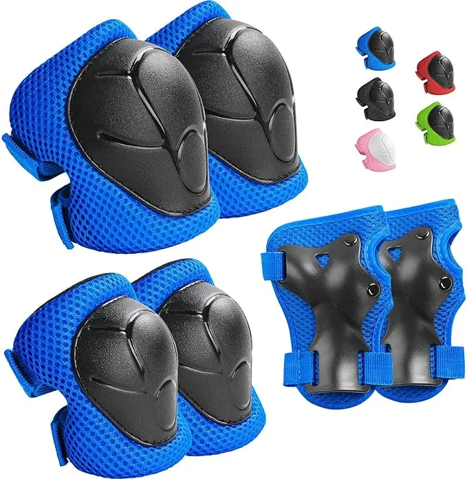 Wemfg Kids Protective Gear Set Knee Pads for Kids 3-14 Years Toddler Knee and Elbow Pads with Wrist Guards 3 in 1 for Skating Cycling Bike Rollerblading Scooter