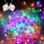 ZGWJ 100pcs Balloon Lights, Long Standby Time Mini Ball Light, Round LED Multicolor Flash Ball Lamp for Paper Lantern Balloon Party Wedding, Birthday and