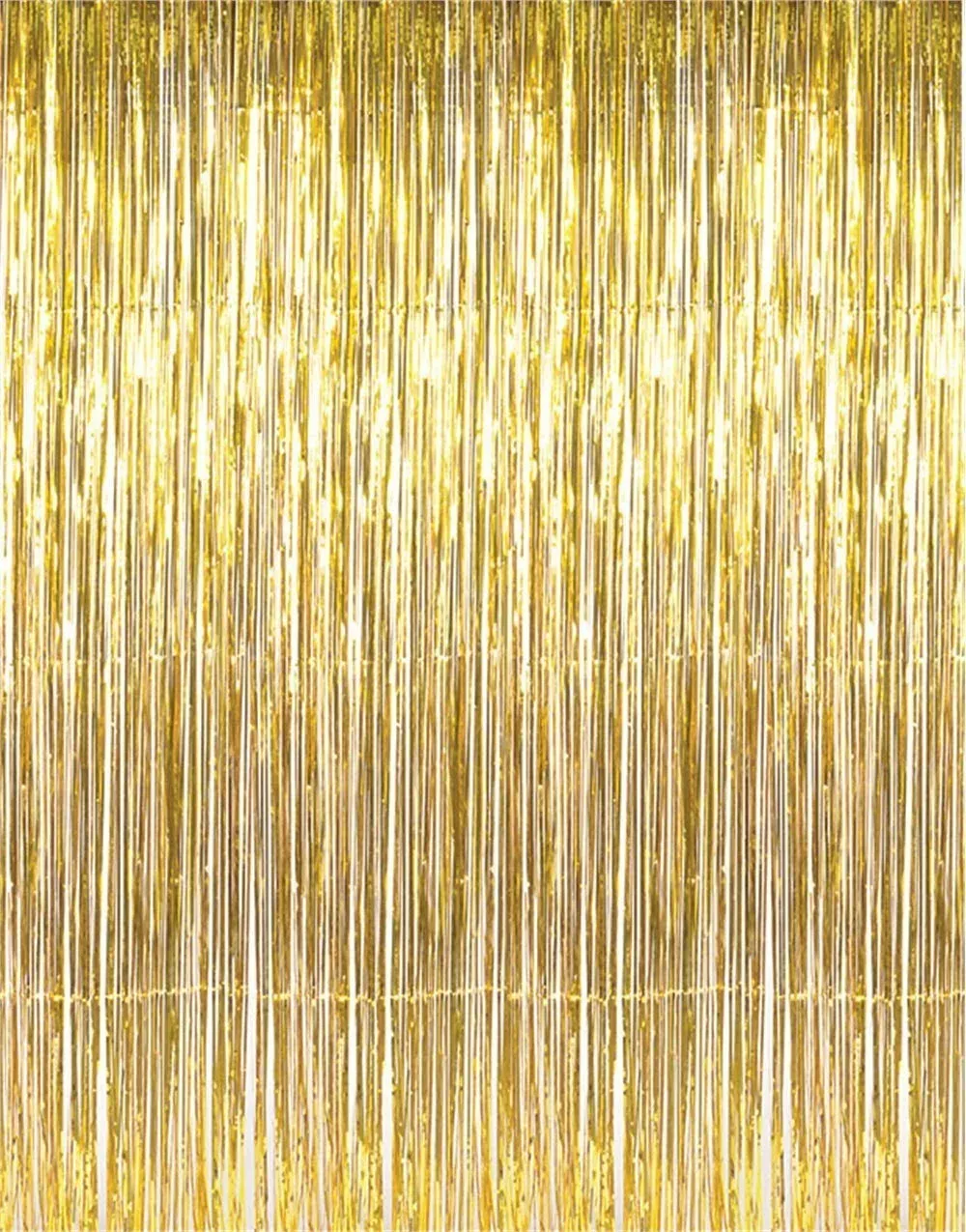 GOER 6.4 ft x 9.8 ft Metallic Tinsel Foil Fringe Curtains,Pack of 2 Party Streamer Backdrop for Birthday,Graduation Decorations and New Year Eve (Gold)