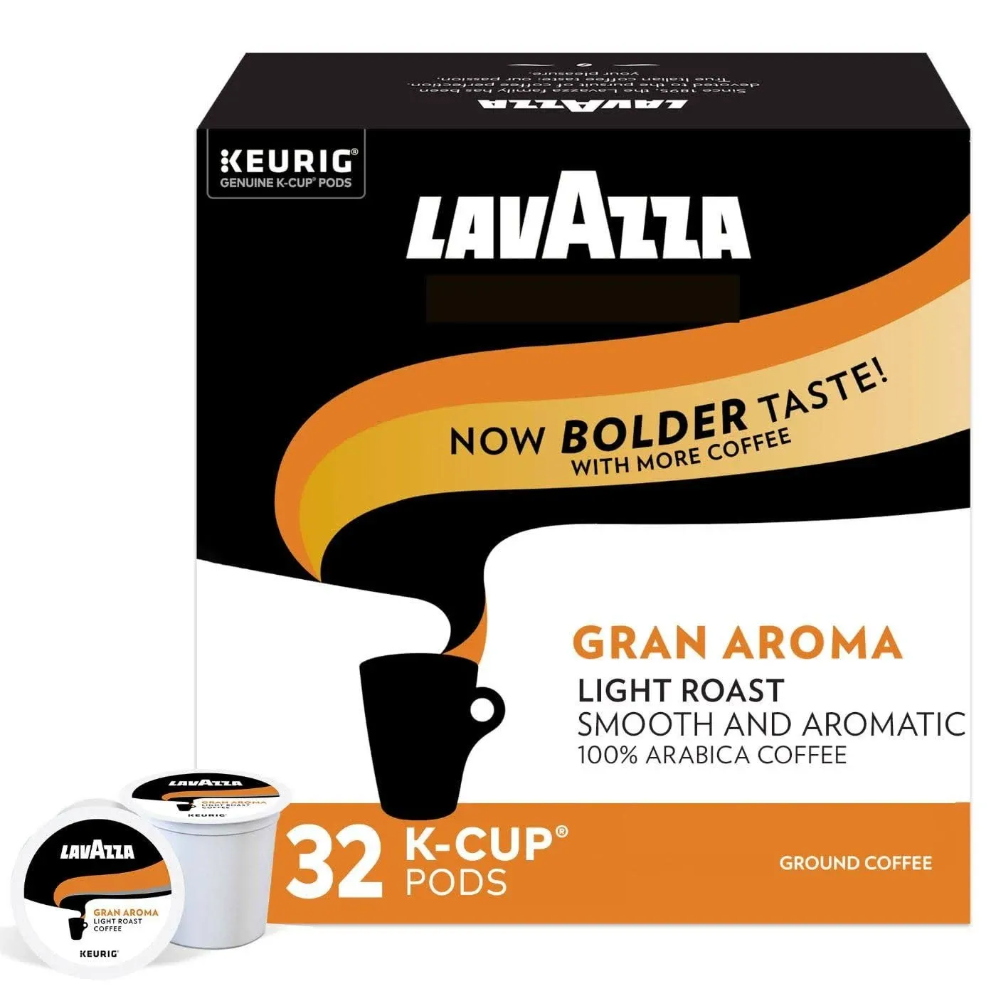 Lavazza Gran Aroma Single-Serve Coffee K-Cup Pods for Keurig Brewer, 32 Count (Pack of 4) Balanced Light Roast with Floral Aroma and Notes of