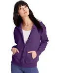 Hanes ComfortSoft Ecosmart Women's Full-Zip Hoodie Sweatshirt Violet Splendor Heather M