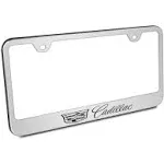 Cadillac Crest Logo Brushed Stainless Steel License Plate Frame