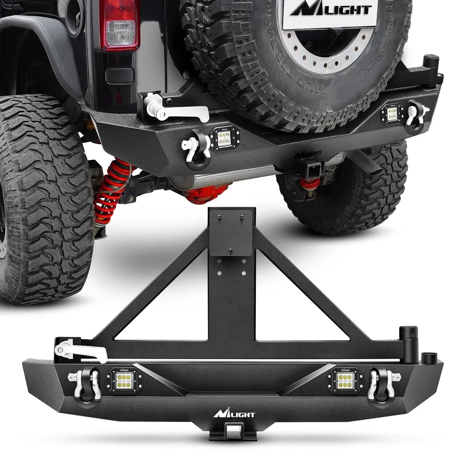 Nilight Rear Bumper for Jeep Wrangler JK & Unlimited (2007-2018)