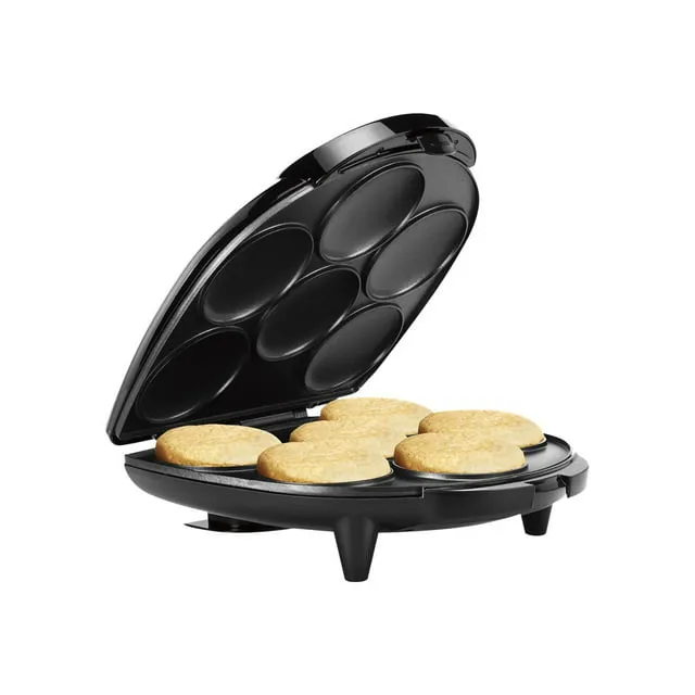 Holstein Housewares Non-Stick 6-Section Multi-Food Maker - Arepas, Mini Pancakes, Corncakes and More, 6-PC, Matte Black