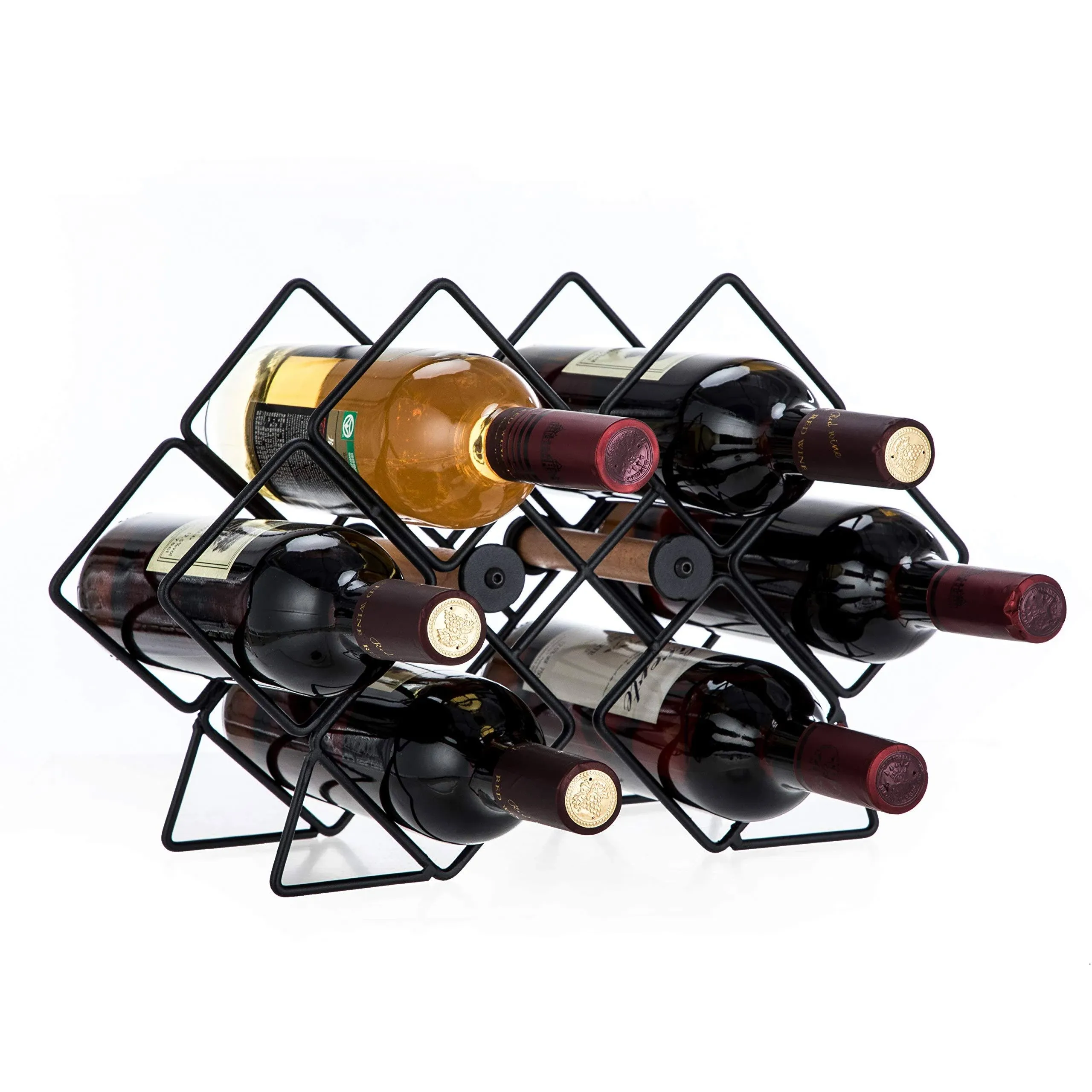 Home Zone Living VK40293U Wine Rack for Countertop, Up to 6-Bt, Hexagon Design