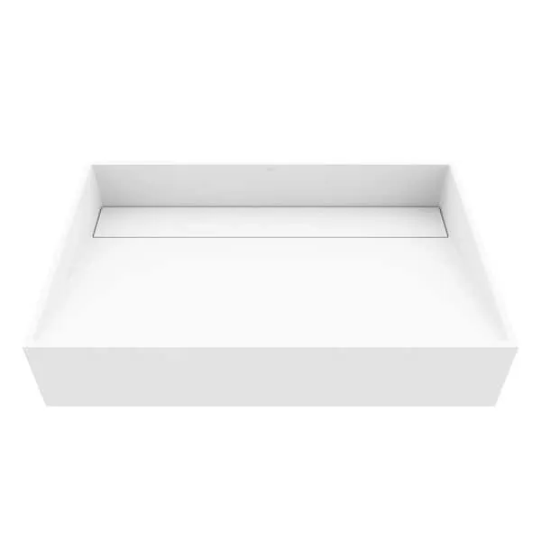 Starr Modern White Matte Stone 23 in. L x 15 in. W x 5 in. H Rectangular Vessel Bathroom Sink