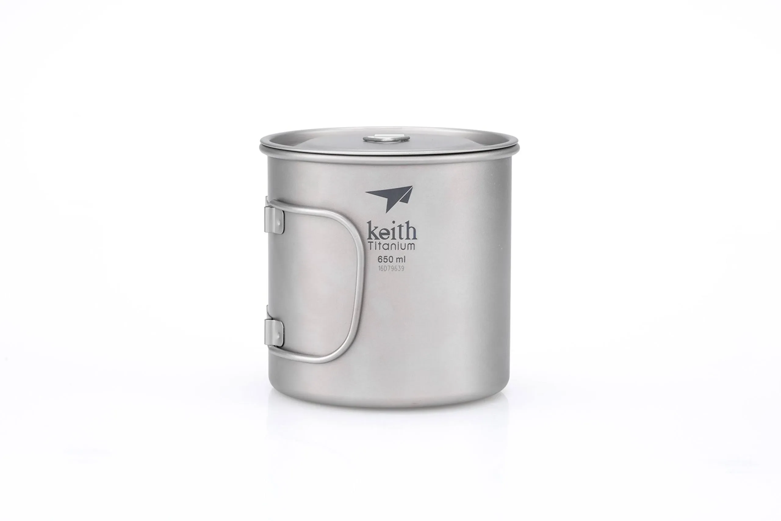 Keith Titanium Single-Wall Mug with Folding Handle and Lid - 22 fl oz