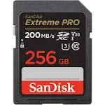 Tarjeta SanDisk SDSDXXD-256G-ANCIN Extreme PRO de 256GB SDXC Clase de Velocidad de Video V30 200 MB/s de Velocidad de Lectura 140 MB/s de Velocidad de