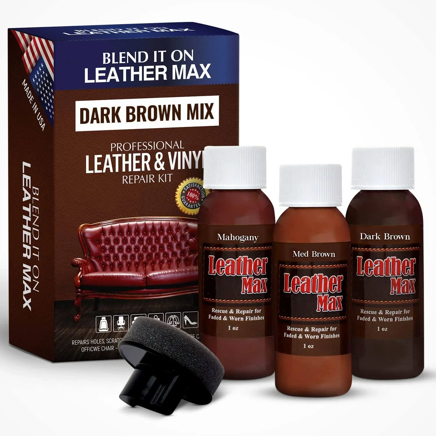 Leather Max Dark Brown Mix - Vinyl and Leather Repair Kit - Restorer of Your ...