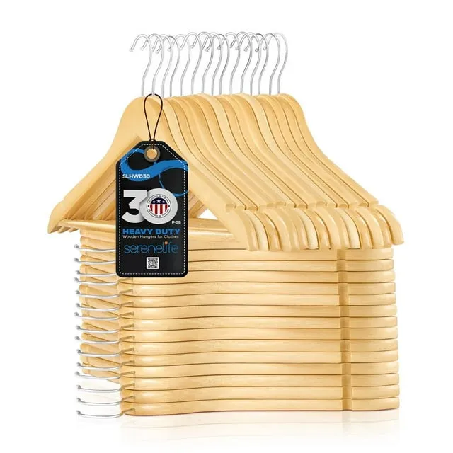 , Wooden Hangers, Premium Clothes Hanger, Coat Hanger, Space Saving Heavy Duty H