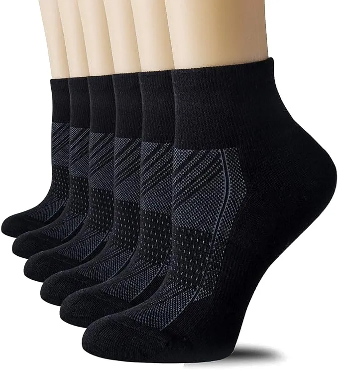 CS CELERSPORT 6 Pairs Women's Running Ankle Socks Athletic Sport Socks Cushioned