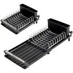 Small Dish Drying Rack Drains into Sink Foldable Compact Dish Drying Rack Black