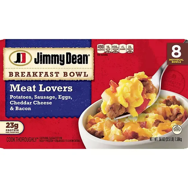 Jimmy Dean Breakfast Bowl Meat Lovers, 8 Count