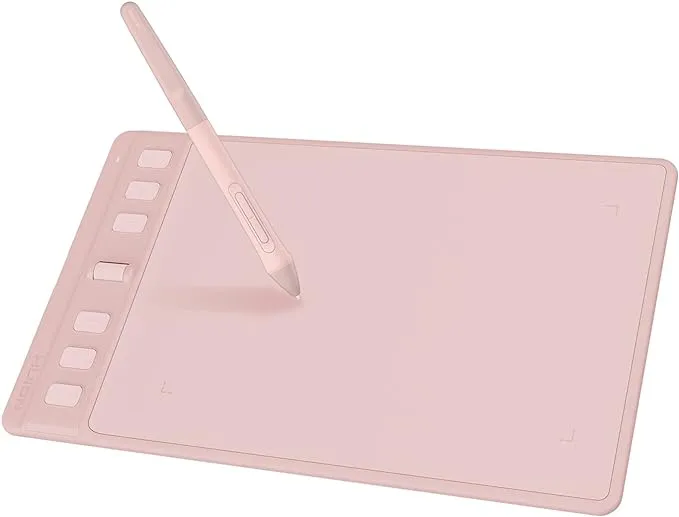 HUION Inspiroy 2 Small Drawing Tablet, Digital Art Tablet with Scroll Wheel, 6 Hot Keys, Battery-Free Stylus, Pink Graphics Tablet for Drawing, Design, Writing, Work with PC, Mac & Android