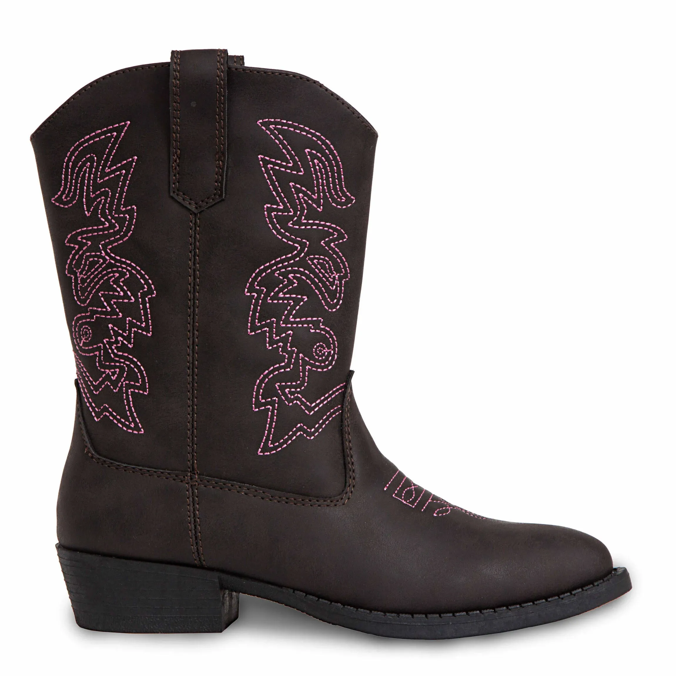 Deer Stags Kids' Ranch Western Boot Dark Brown/Pink 2