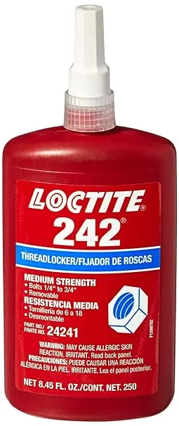 Loctite 24241 Blue 242 Medium Strength Threadlocker, 250 mL Bottle