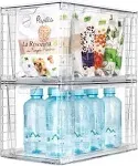 4Pack Large Stackable Kitchen Storage Drawers, Clear Foods Organizer Bins with Handles, Easily Assemble for Bathroom, Kitchen, Pantry, Cabinet, Closet(XL-Up Handle)