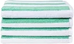 AmazonBasics Beach Towel - Cabana Stripe, Green, Pack of 2