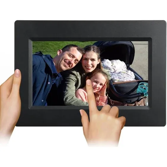 7 Inch Smart WiFi Digital Picture Frame with Touch Screen, Send Photos or Small Videos from Anywhere, IPS LCD Panel, Built in 8GB Memory, Wall-Mountable, Portrait&Landscape(Black)