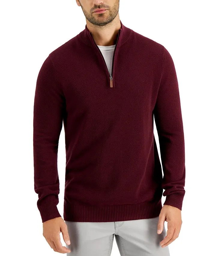 Men's Quarter-Zip Textured Cotton Sweater, Created for Macy's 
      
          Men's Quarter-Zip Textured Cotton Sweater, Created for Macy's