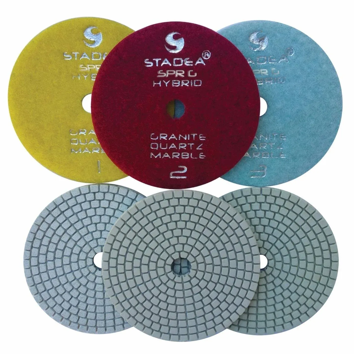 4&#034; Diamond Polishing Pads Three 3-Step Set Wet Dry Pads For Granite Quartz