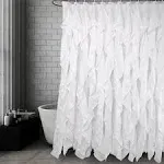 Volens White Ruffle Shower Curtain Farmhouse Fabric Cloth Curtains for Bathroom, 72x72 in Long