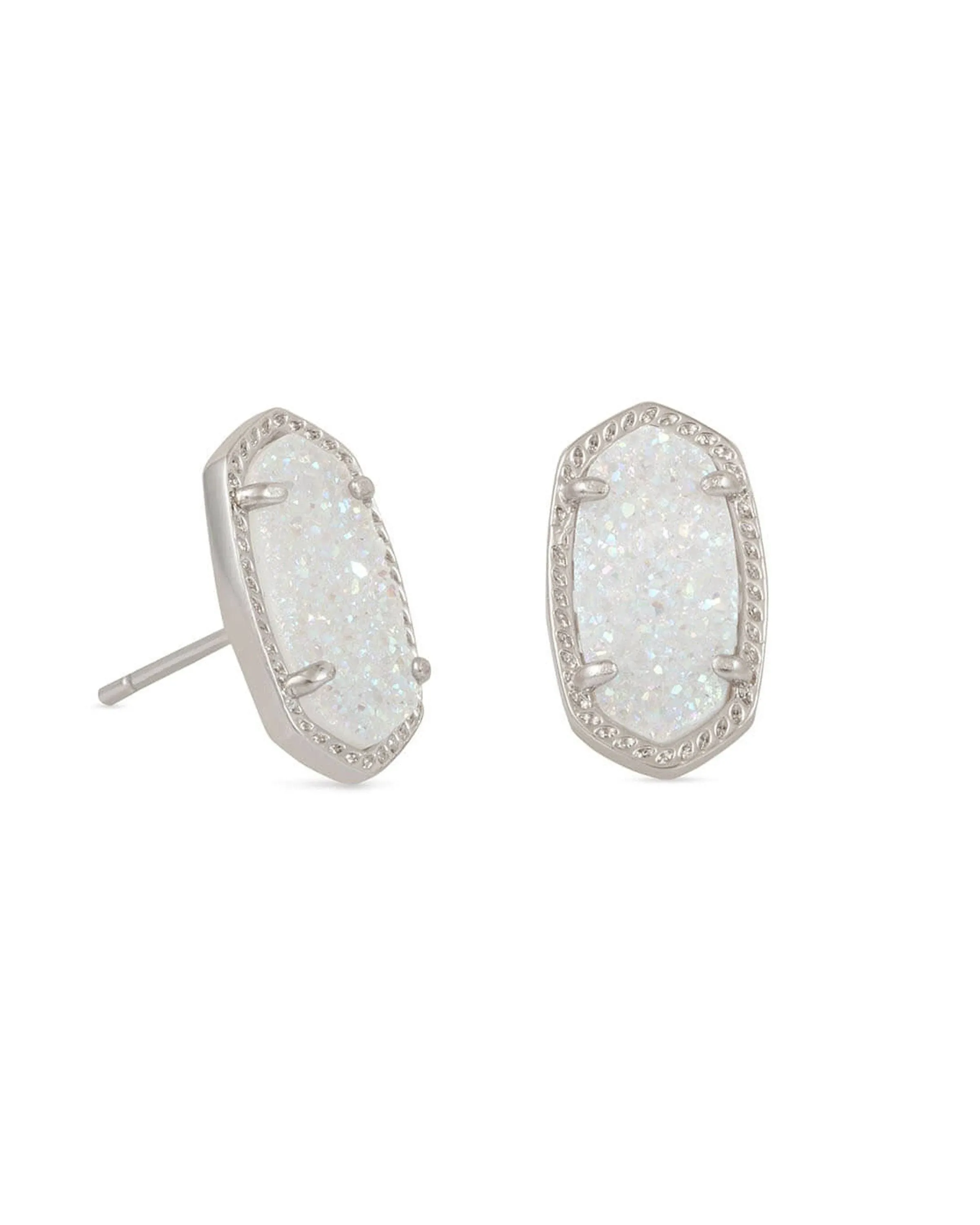 Kendra Scott ELLIE Silver stud Post EARRINGS iridescent drusy Nwt