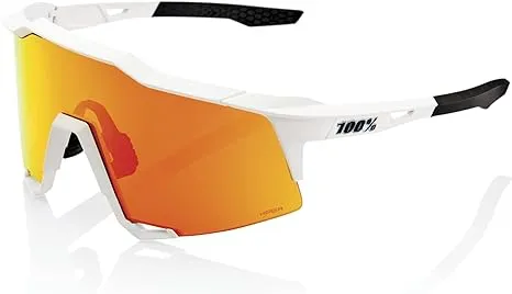 100% SPEEDCRAFT Sport Performance Cycling Sunglasses (Soft Tact Off White - HiPER Red Multilayer Mirror Lens)