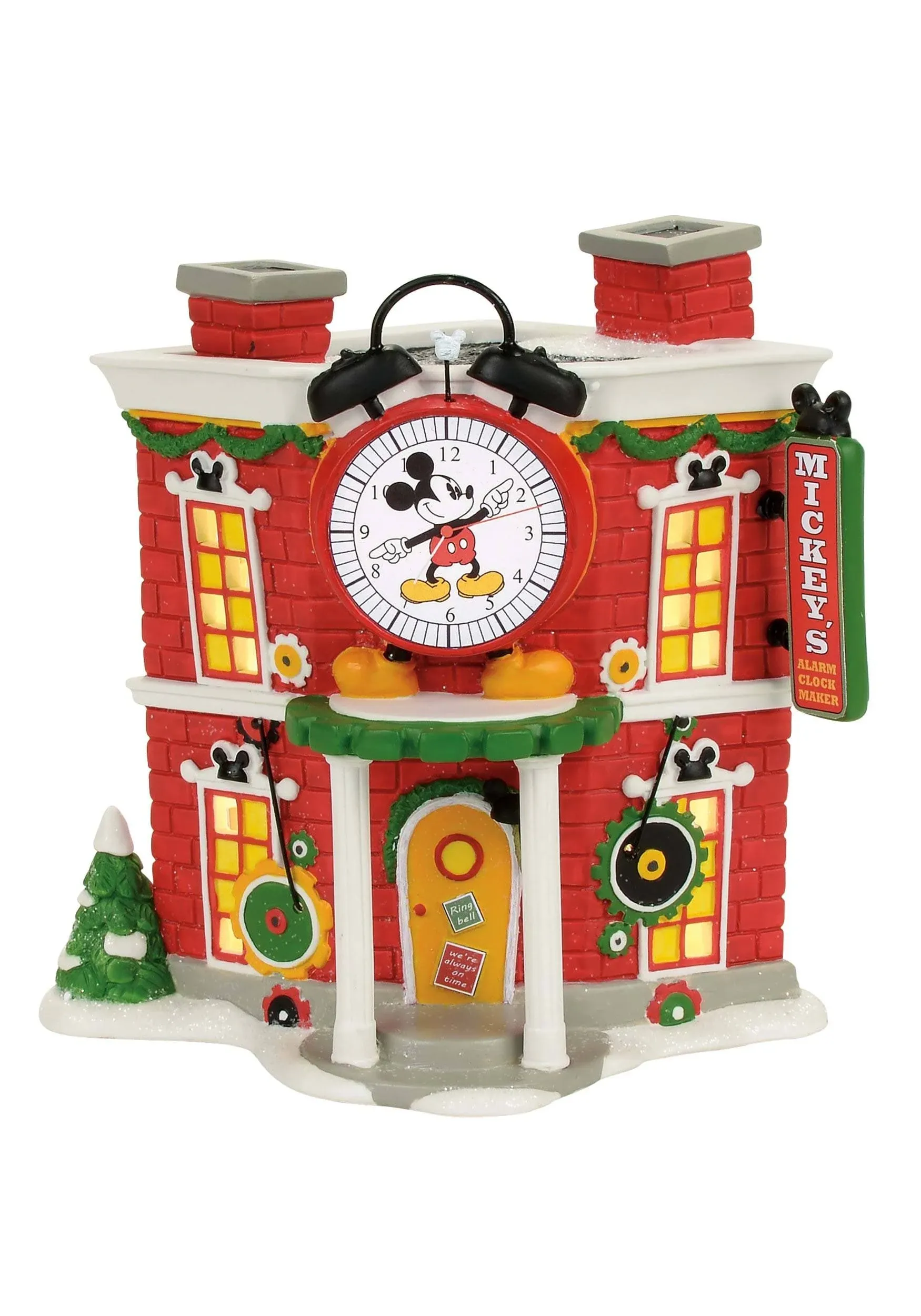 Department 56 Disney Mickey`s Alarm Clock Shop Village Lit Building, Multicolor