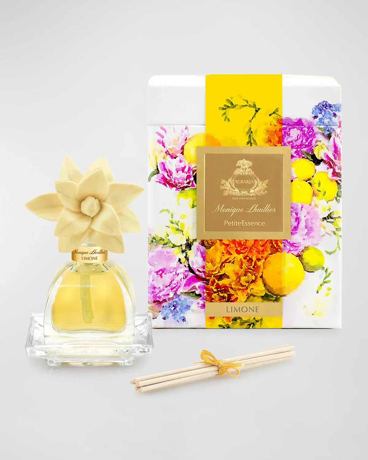 AGRARIA Monique Lhuillier Limone Scented AirEssence Diffuser, 7.4 Ounces with Reeds and Flowers