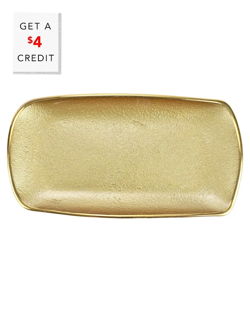 Metallic Glass Gold Rectangular Tray