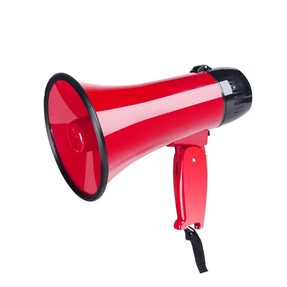 MyMealivos Portable Megaphone Bullhorn 20 Watt Power Megaphone Speaker Voice and Siren/Alarm Modes with Volume Control and Strap (Red)