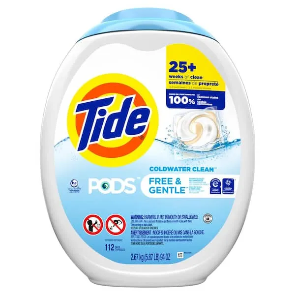 Tide Pods Detergent, Free & Gentle, Pacs - 31 pacs, 641 g