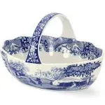 Blue Italian Spode Handled Basket, Porcelain , 6&#034;, Dishwasher Safe