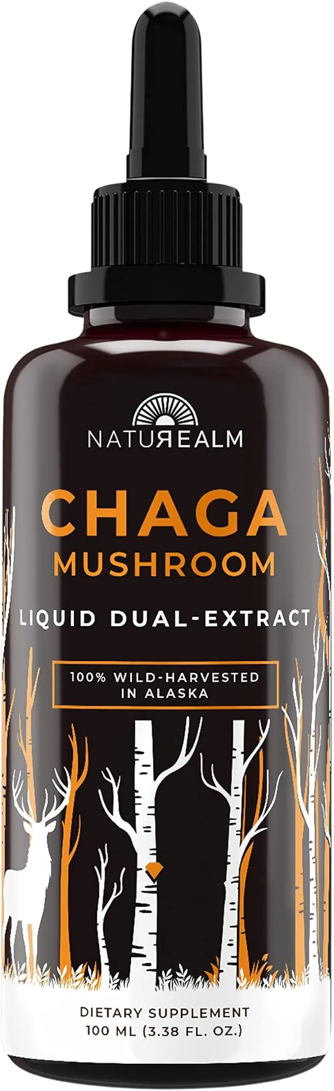 Naturealm - Chaga Mushroom Tincture - Filler-Free - Organic - 100 Percent Fruiting Bodies, 100 ml