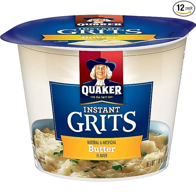 Quaker Instant Grits, Butter Flavor, Breakfast Cereal 1.48 Ounce (Pack of 12)